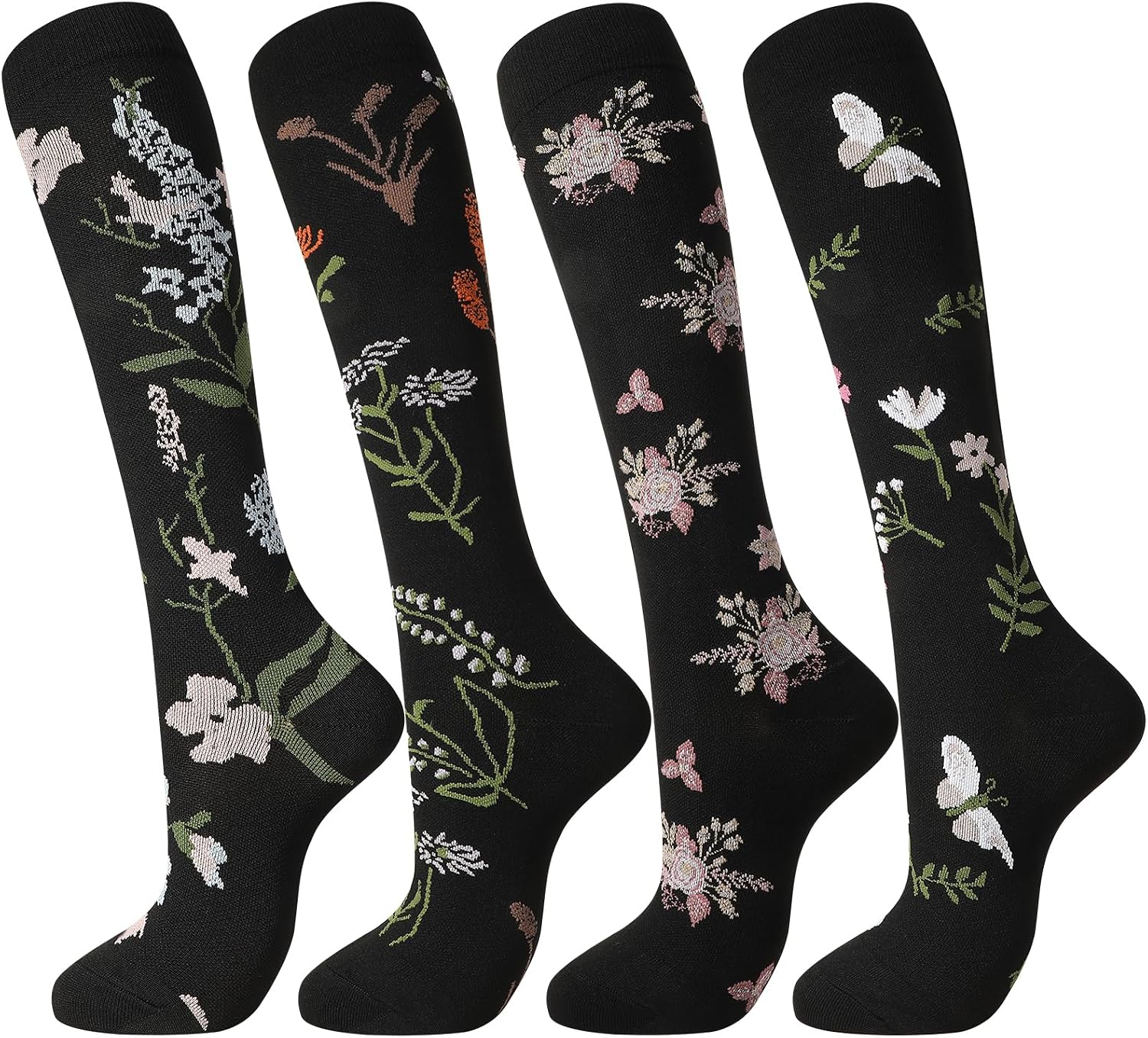 Detalle de 4 Pairs Compression Socks for Women (20-25 mmHg) Knee High Flight Socks – Ideal for Nurses, Travel, Pregnancy and Everyday Support