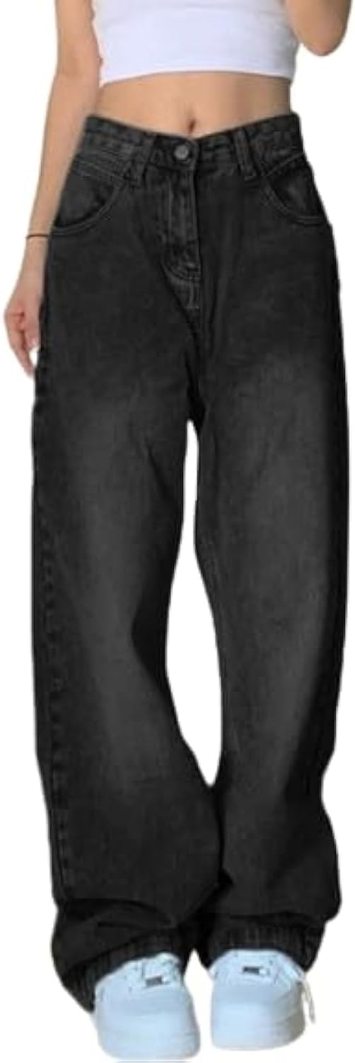 Thumbnail 3 de EMMIOL Women Baggy Jeans — Mid-Low Waist Boyfriend Wide-Leg Denim Pants