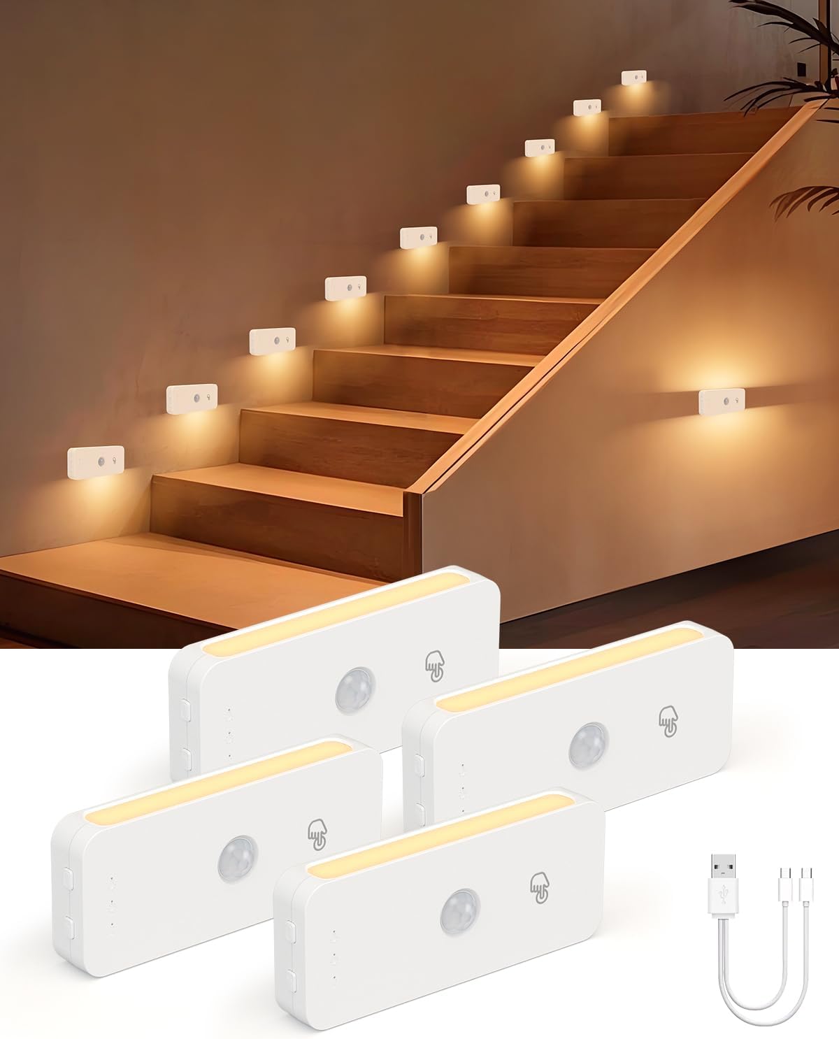 Imagen de Bewegungsmelder Nachtlichter Innenräume 4er-Pack en OfertitasTOP