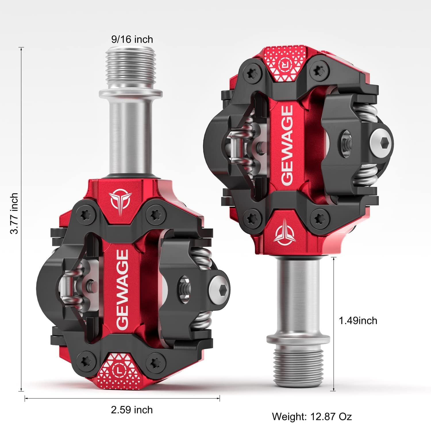 Thumbnail 4 de GEWAGE pédales klick MTB SPD double face en aluminium usiné CNC avec tension de déclenchement réglable (filetage 9/16)
