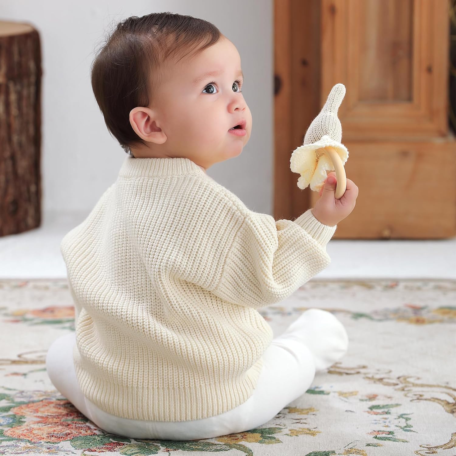 Thumbnail 3 de DovFanny Baby Knitted Jumper Toddler – Floral Detail Long Sleeve, Winter Warm Knitwear
