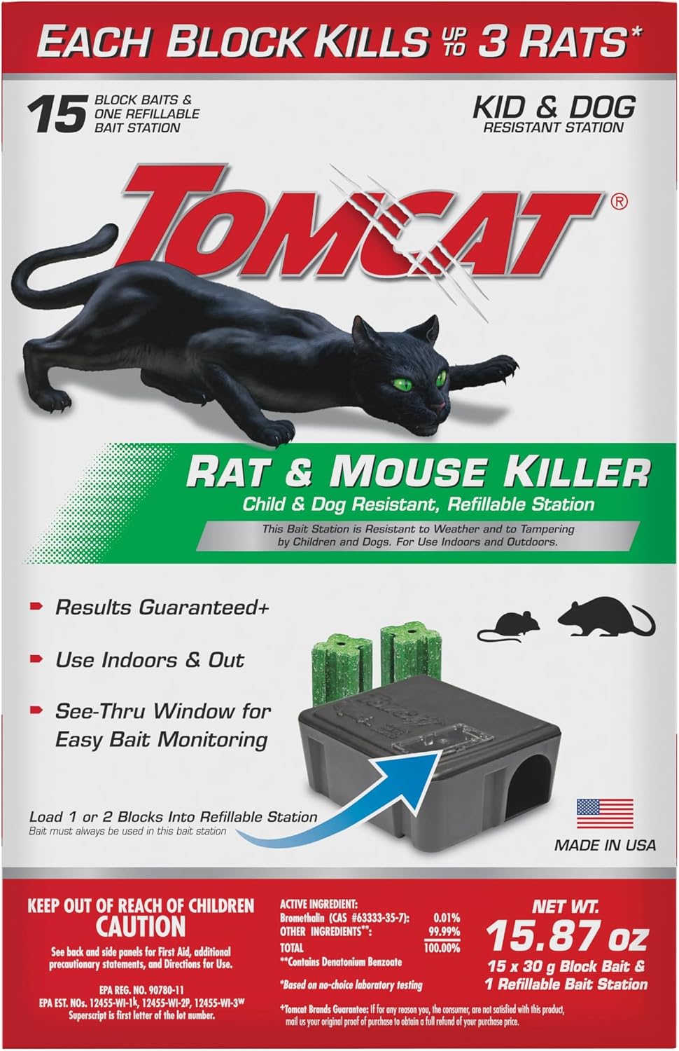 Detalle de Tomcat 0370910 Rat & Mouse Bait Station with Clear Window, 15 Bait Blocks