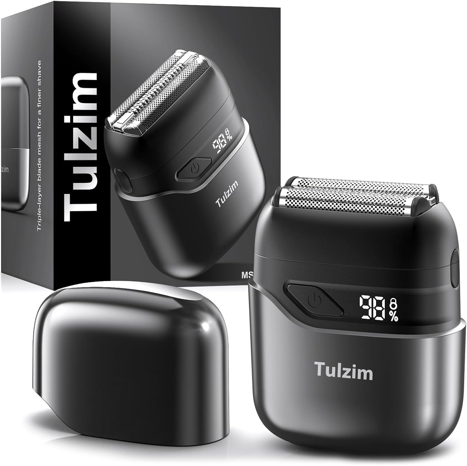 Detalle de Tulzim 73% Off Electric Foil Shaver for Men: 3 Floating Blades, 100-Min Runtime, USB-C, IPX7 Waterproof