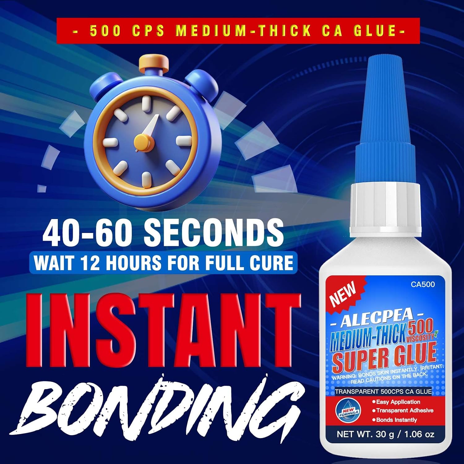 Thumbnail 1 de ALECPEA Medium CA Glue 30g for Woodworking – Controlled 500 cps Clear Formula