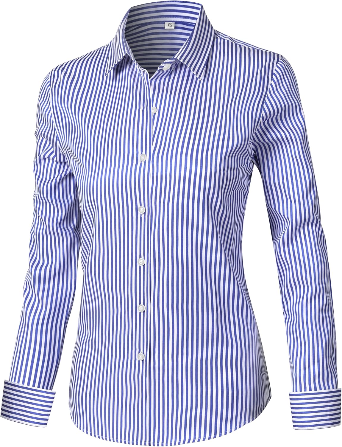 Detalle 2 de Ruisin Women's Wrinkle-Free Button-Down Shirt, Long-Sleeve Solid or Stripe