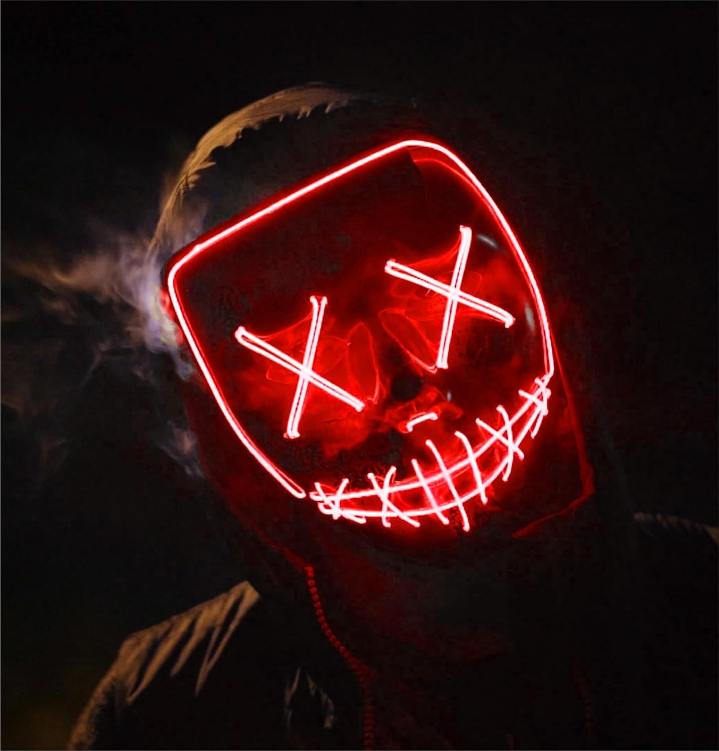 Detalle de FASCHINFEVER Purge led-masker met bedienbare lichtstanden en kleurkeuze