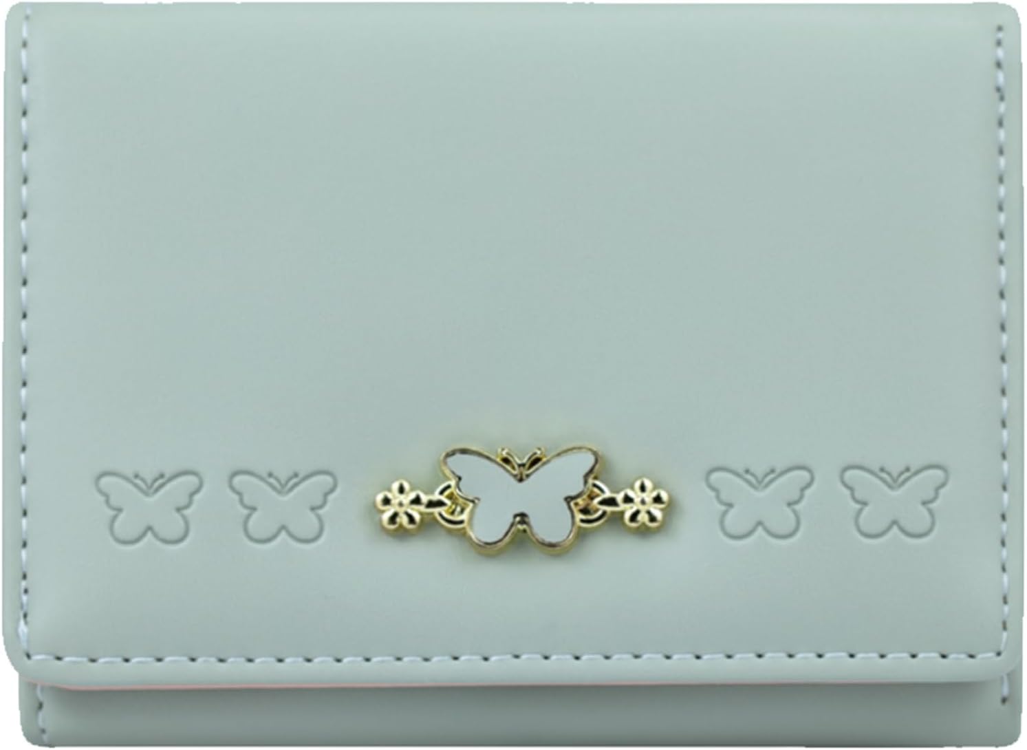 Detalle de Farcauo Damen-Portemonnaie klein mit Ausweisfach & Kartenhüllen „Grüner Schmetterling“
