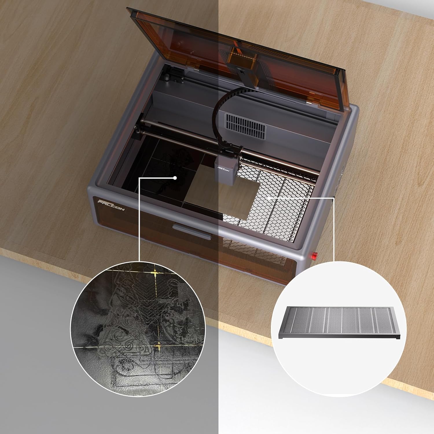 Detalle de Creality Honeycomb Laser Bed for Falcon A1/A1 Pro — 460 x 346mm Full-Metal Platform