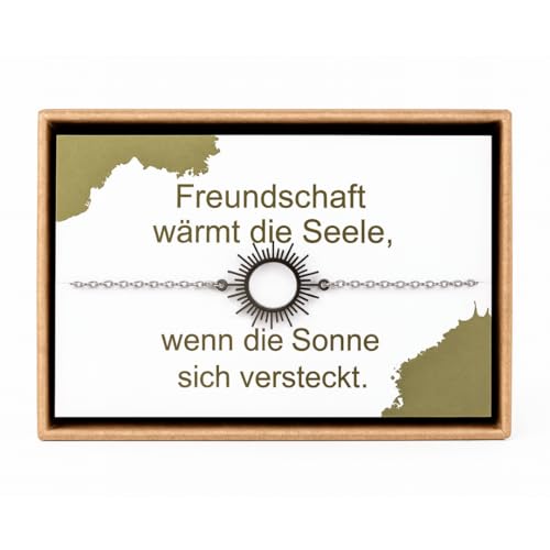 Detalle de ONDEGO Sonne Freundschaftsarmband aus Edelstahl – Verstellbar, nickelfrei, Geschenkverpackung