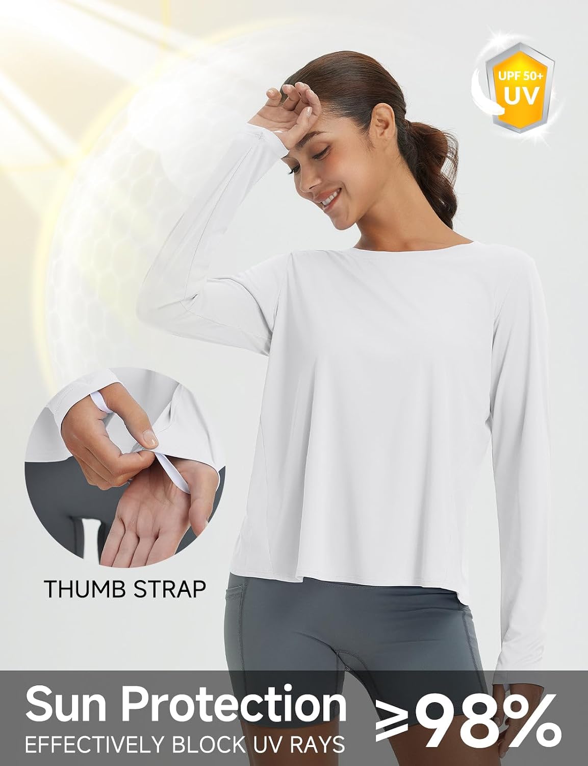 Detalle de Baleaf Women's Long-Sleeve Workout Top UPF 50+