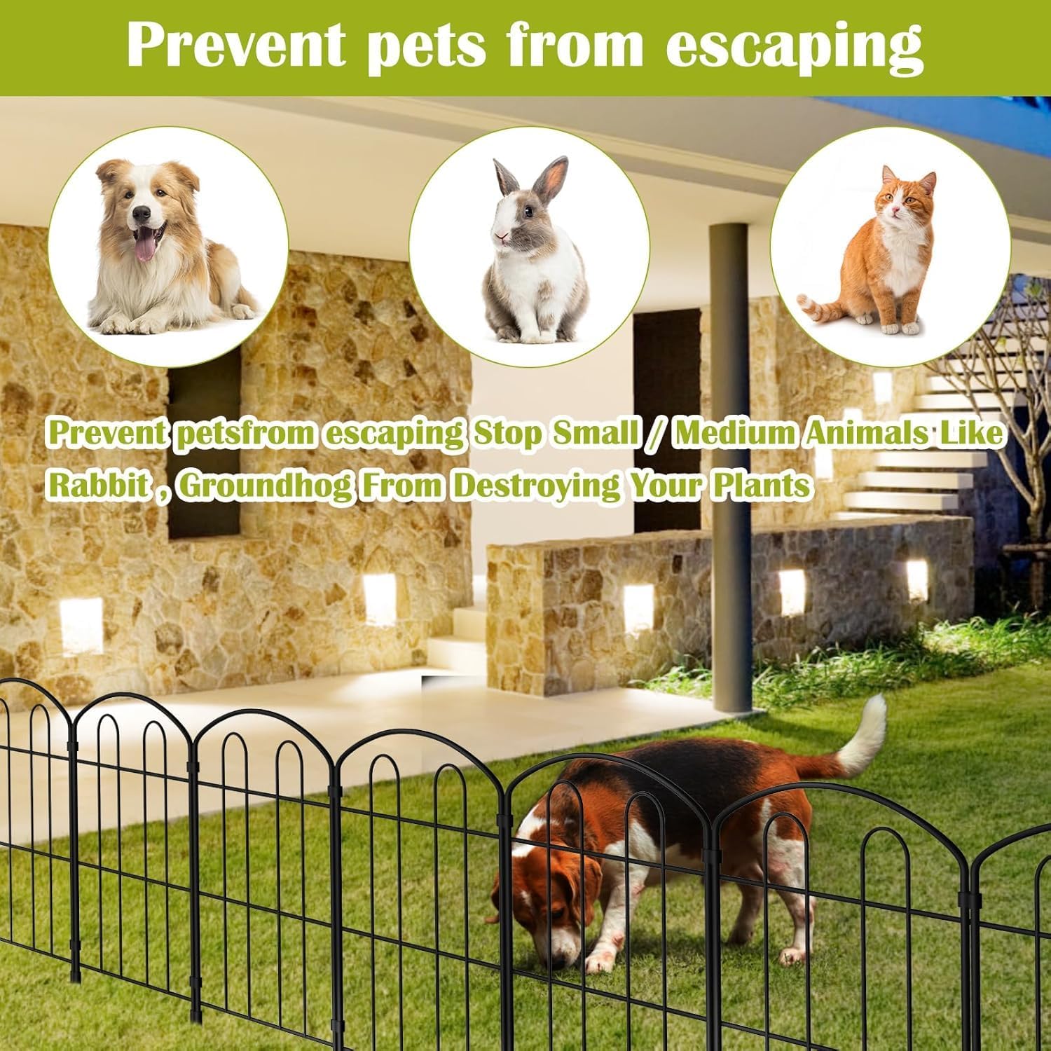 Detalle de LIANTRAL Garden Fence: 6.6m Modular 61cm High Steel Border for Garden Edging