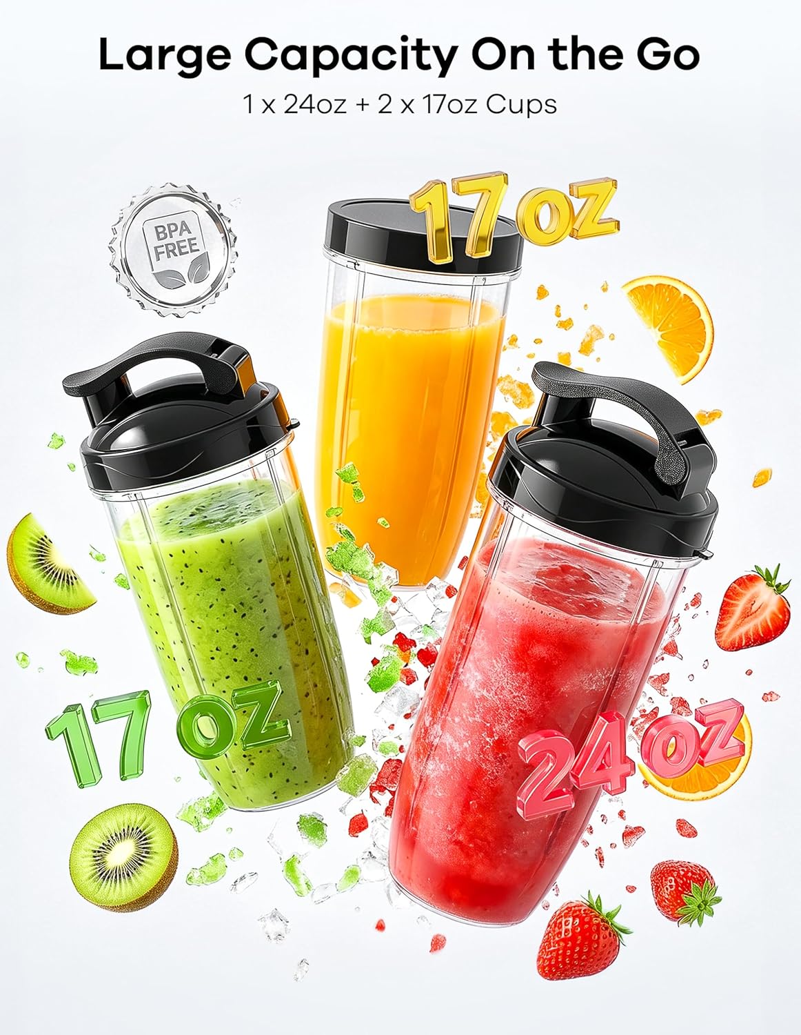 Thumbnail 6 de Ganiza 14-Piece Personal Smoothie Blender, 900W Peak Power, 3 Cups