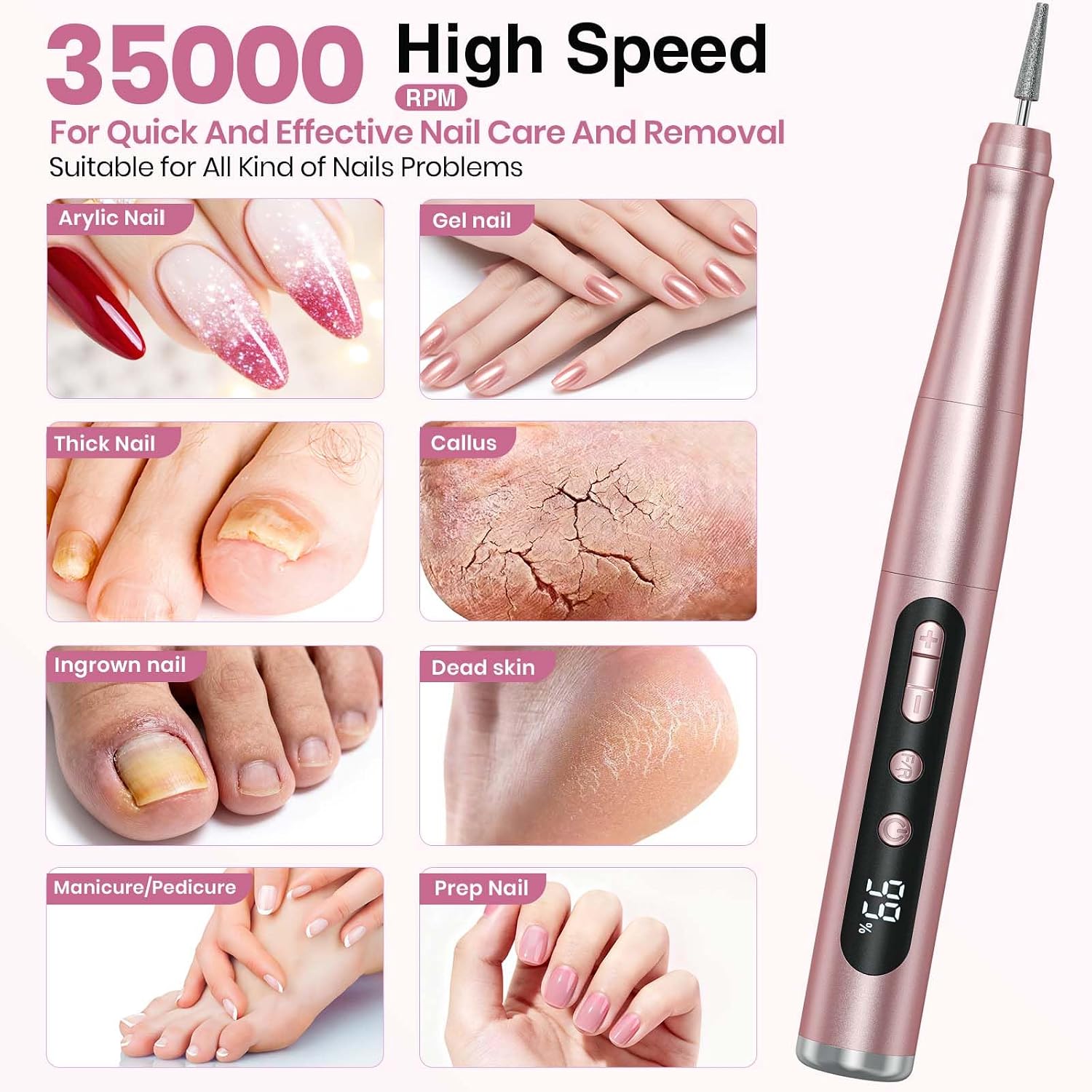 Detalle 1 de Cordless Nail Drill 35000RPM for manicures