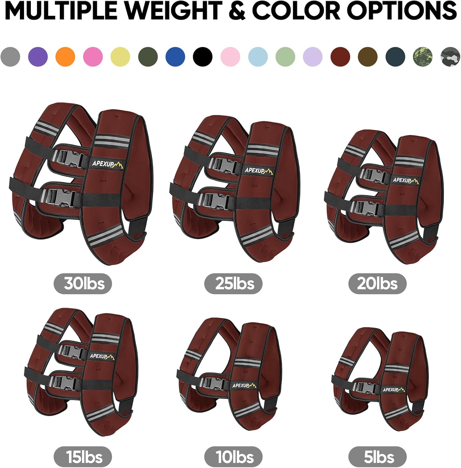 Detalle de APEXUP 5 lb Weighted Vest with Reflective Strips and Mesh Pocket