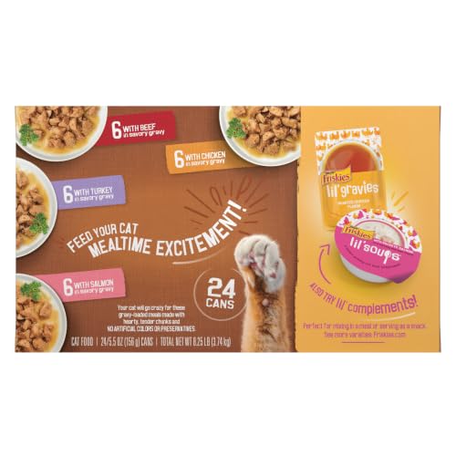 Thumbnail 10 de Purina Friskies Extra Gravy Wet Cat Food Chunky Variety Pack (Chicken, Turkey, Salmon, Beef) — 24x5.5 oz Cans