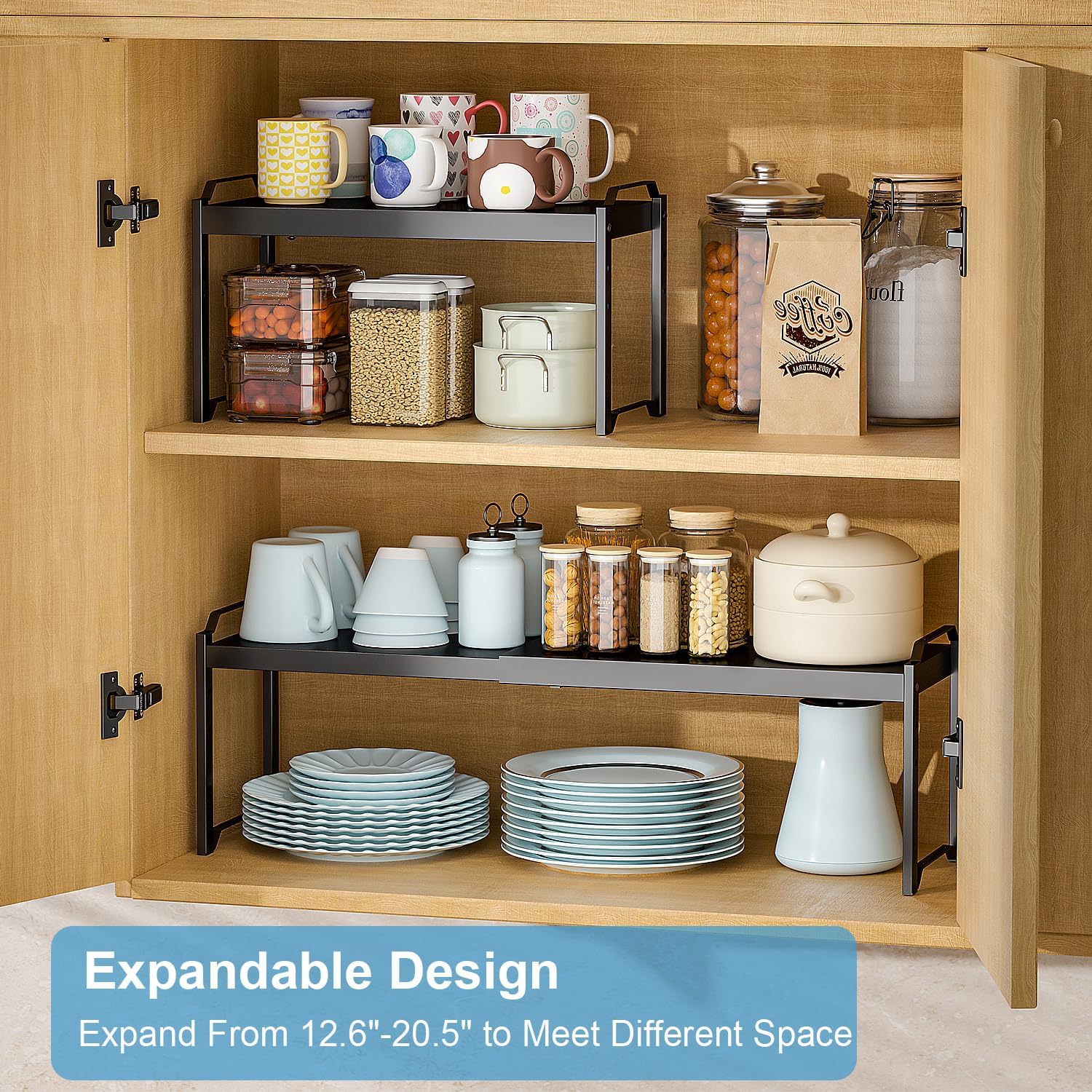 Thumbnail 2 de Expandable Cabinet Countertop Shelves 2-Pack