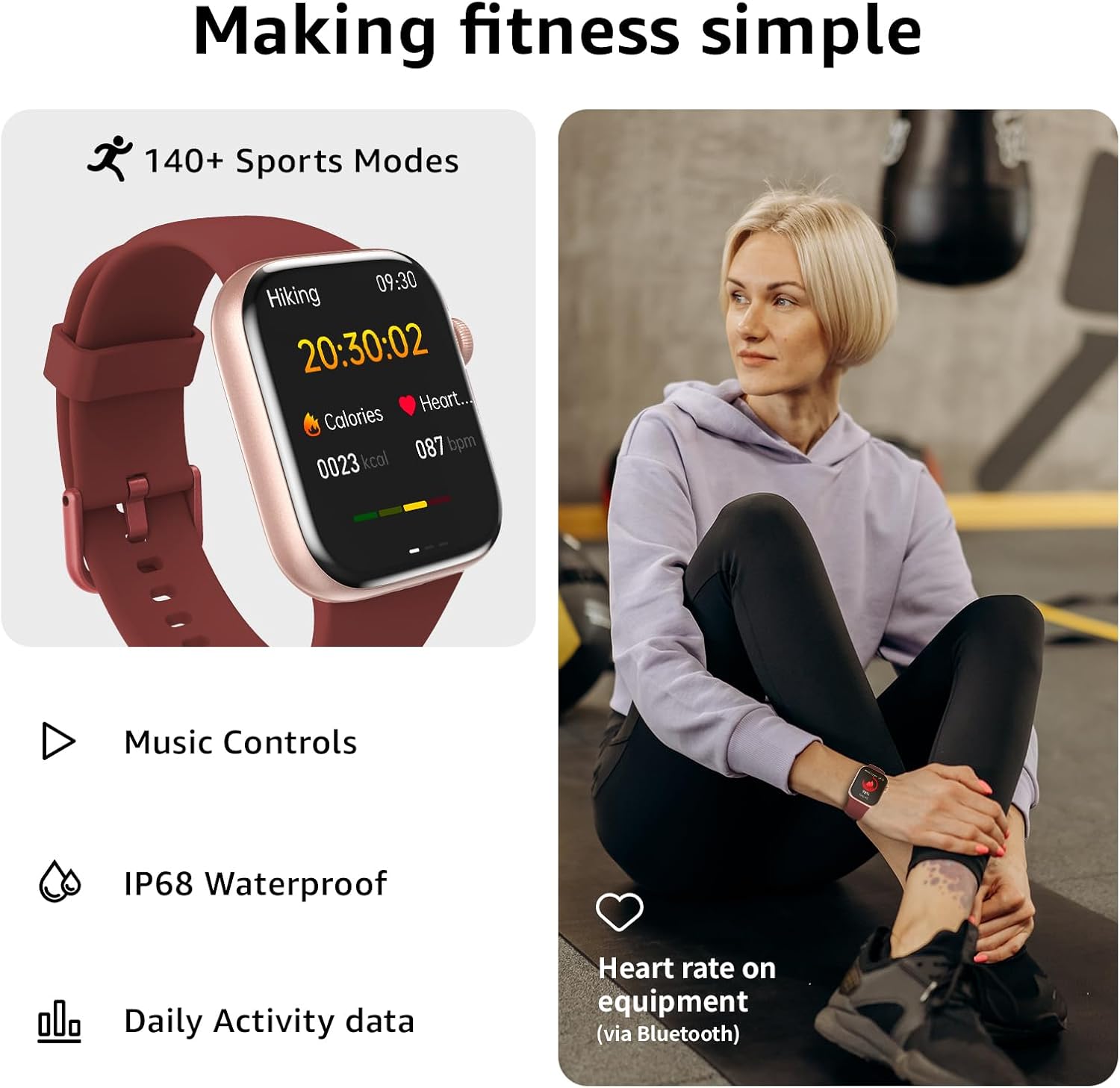 Thumbnail 1 de Smart Watch for Men Women (1.85-inch) with Call Answer/Make, Fitness & Health Tracking, IP68