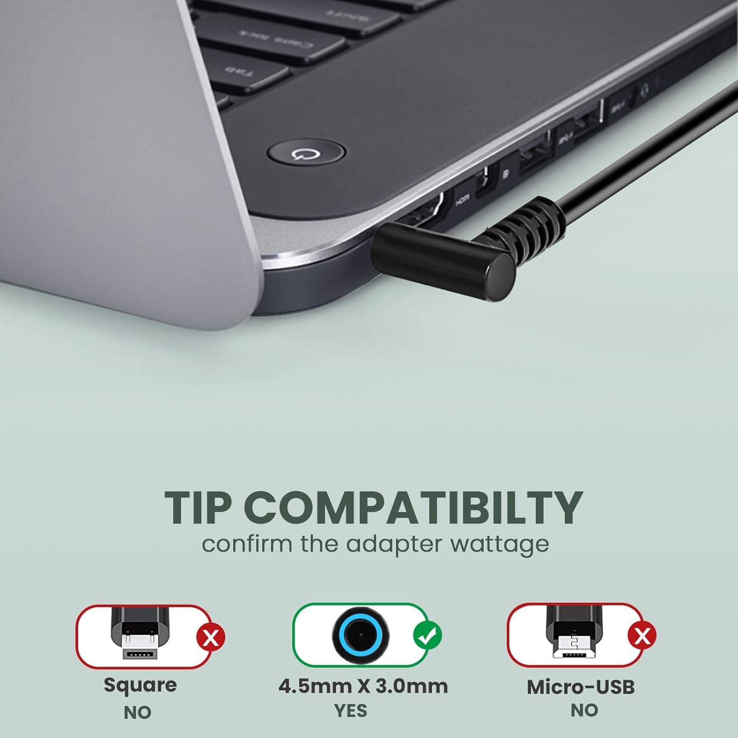 Detalle 2 de 45W Laptop-Ladegerät Kabel 19,5V 2,31A – kompatibel mit HP 15, 17, ProBook, EliteBook (div. Modelle)
