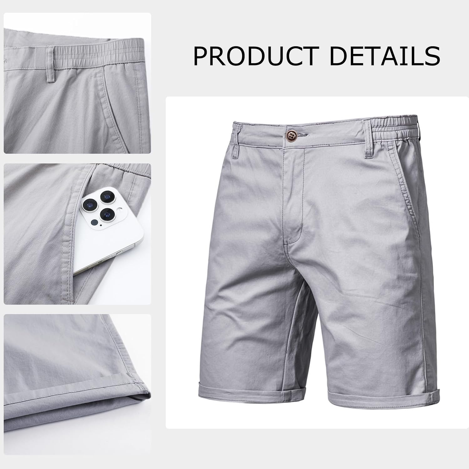 Thumbnail 4 de Zetieny Kurze Hosen Herren – Sommerleichte Baumwoll-Chino Shorts mit praktischen Taschen