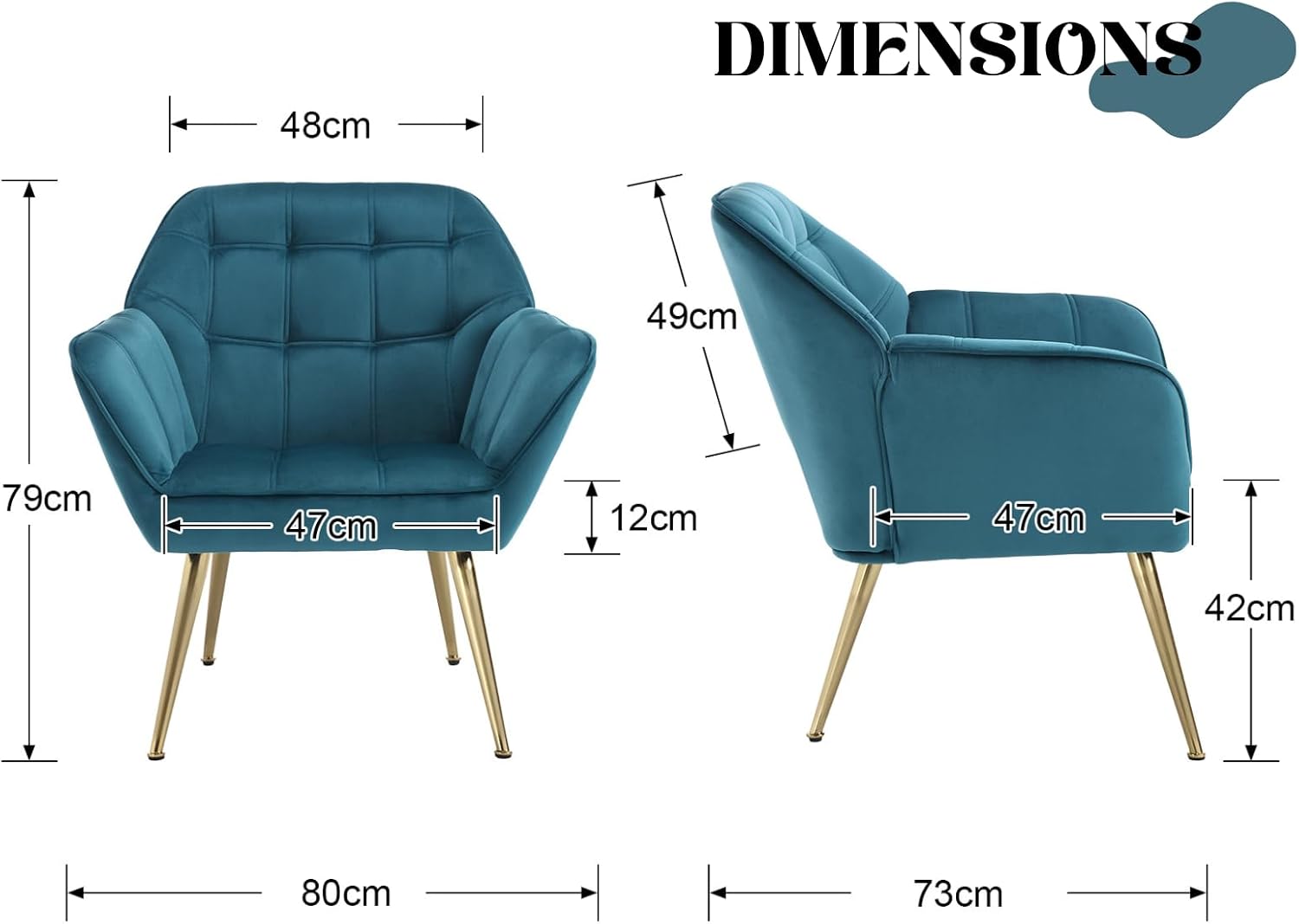 Detalle de chairus chairus-Scandinave fluwelen fauteuils, set van 2, blauw