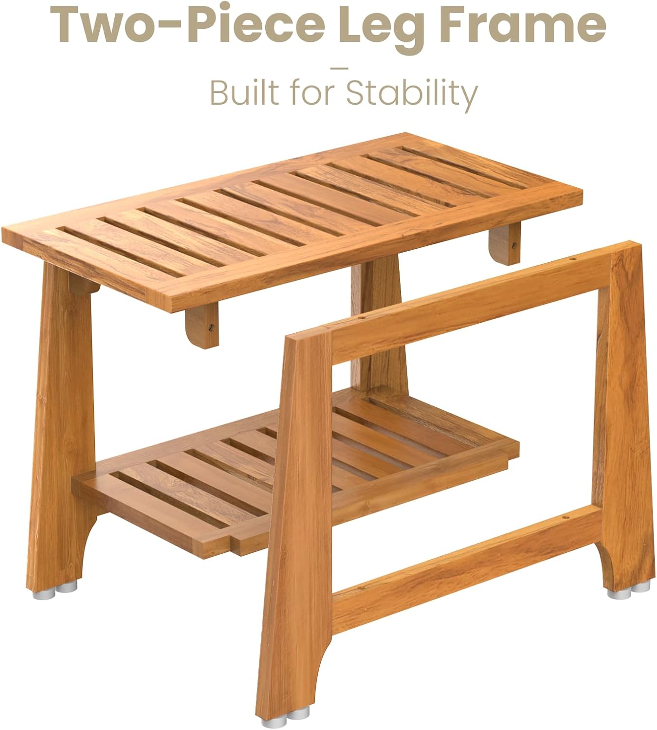 Thumbnail 4 de NNN 30" Commercial Teak Shower Bench with 8 Non-Slip Feet — Rock-Solid Stability for Seniors