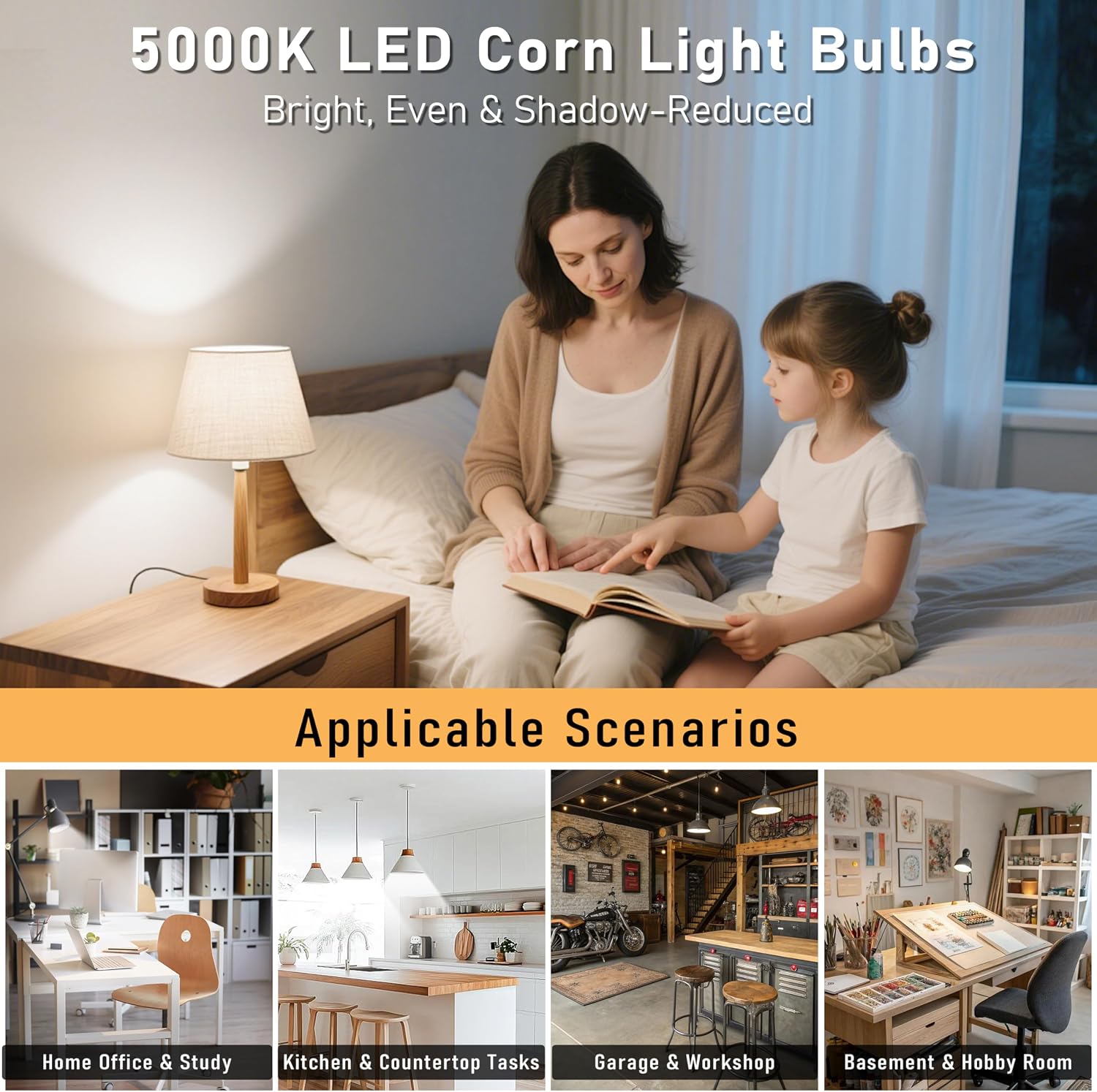 Detalle de TEXTHELL NS-PCL15-B LED Corn Bulbs, 20W, 5000K, E26, 4-Pack