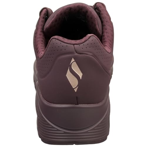 Detalle 2 de Skechers Damen Uno Stand On Air Trainers – Burgundy Duraleather / Mesh, Größe 38 EU