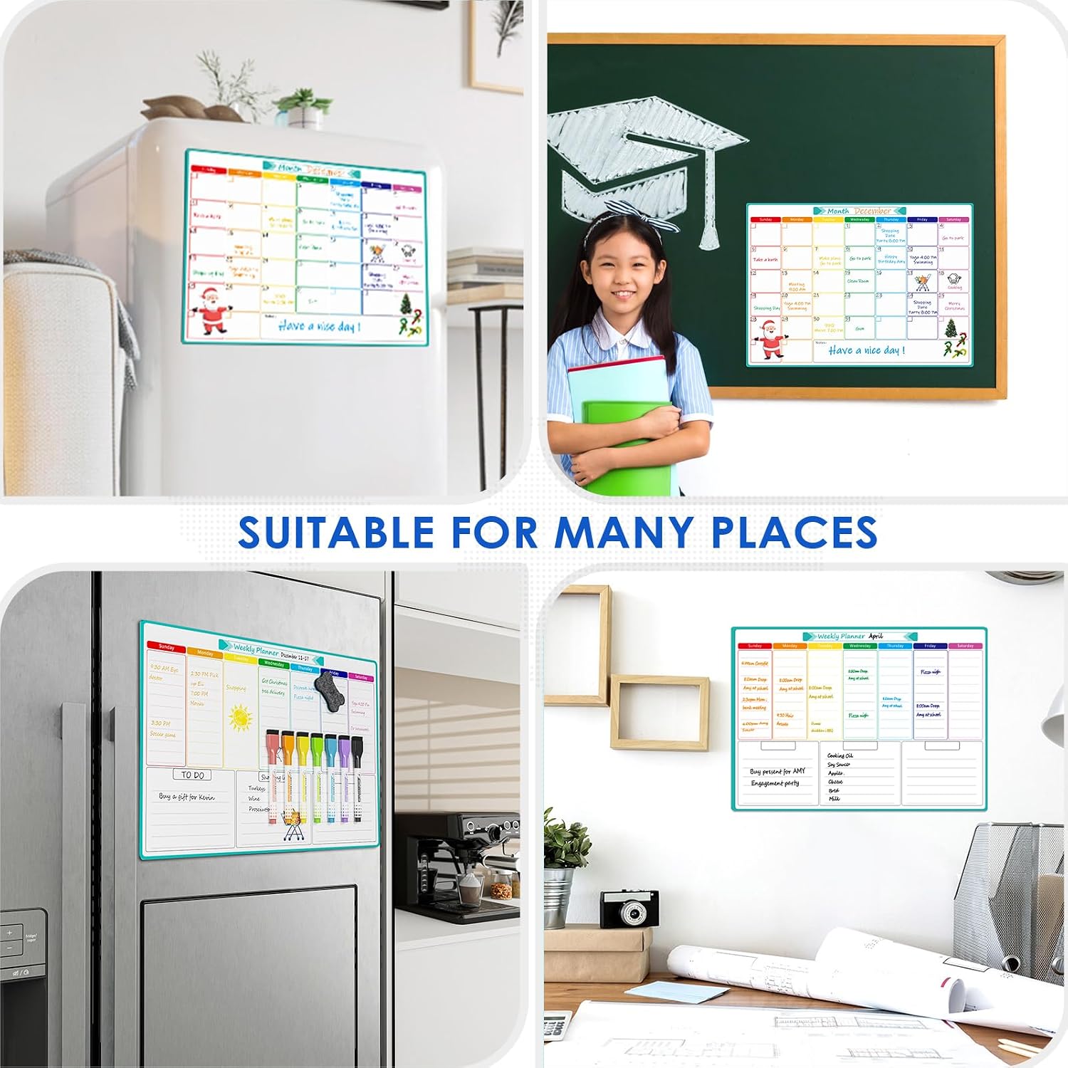 Thumbnail 6 de KTRIO A3 Magnetic Monthly Planner Whiteboard for Fridge Calendar & Chore Charts