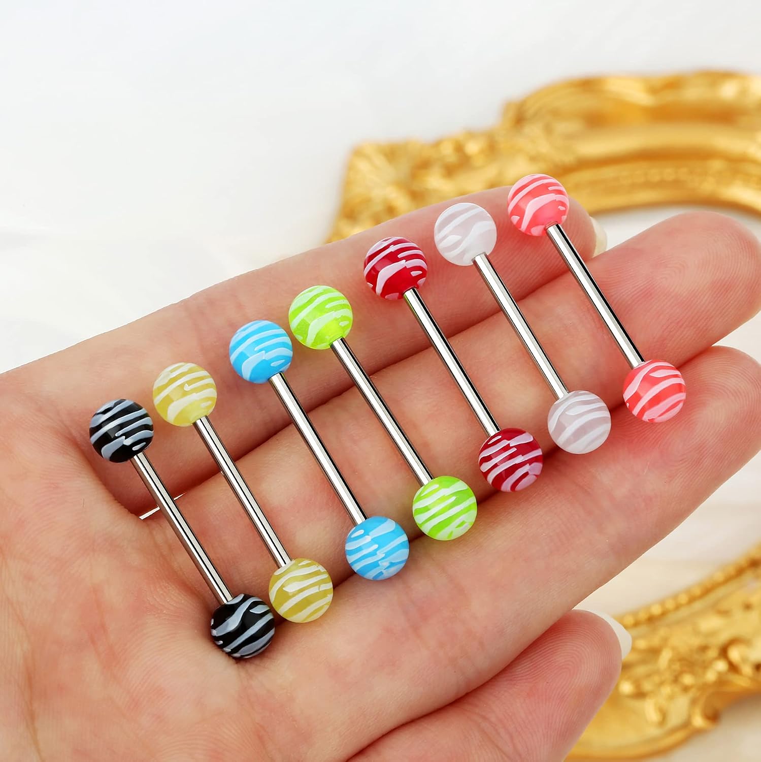 Thumbnail 3 de OUFER 7PCS Piercing Langue Acier 316L 14G