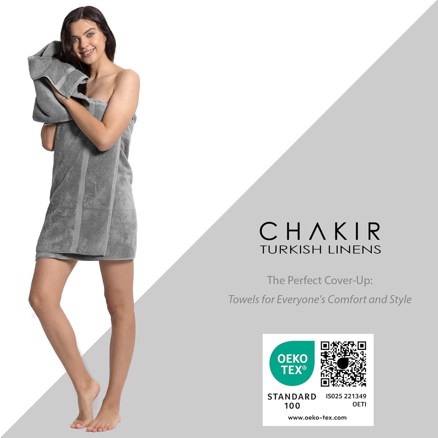 Detalle de Chakir Turkish Linens 100% Cotton Premium Bath Sheets (35"x70" - Gray)