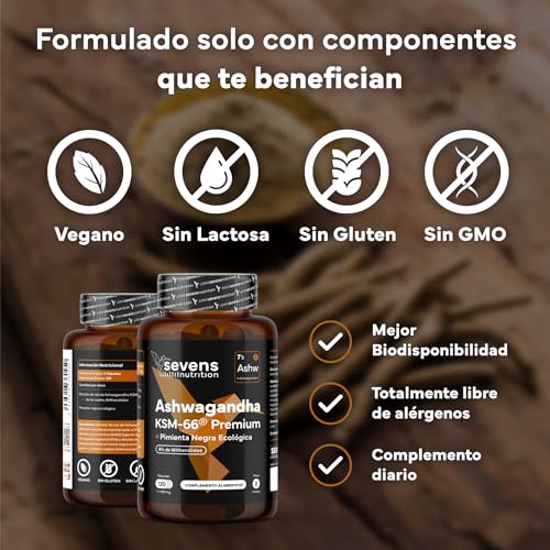 Detalle 2 de Ashwagandha KSM-66 💊 Pura con Pimienta Negra - 120 Cápsulas