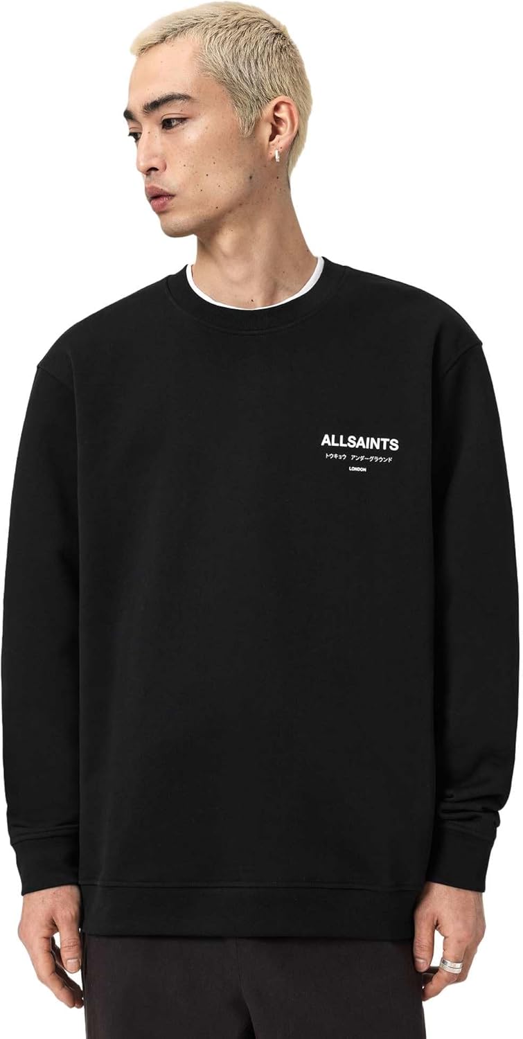 Detalle de Allsaints Underground Crew Maglia di Tuta Uomo (Pacco da 1) – con fodera in pelle traspirante