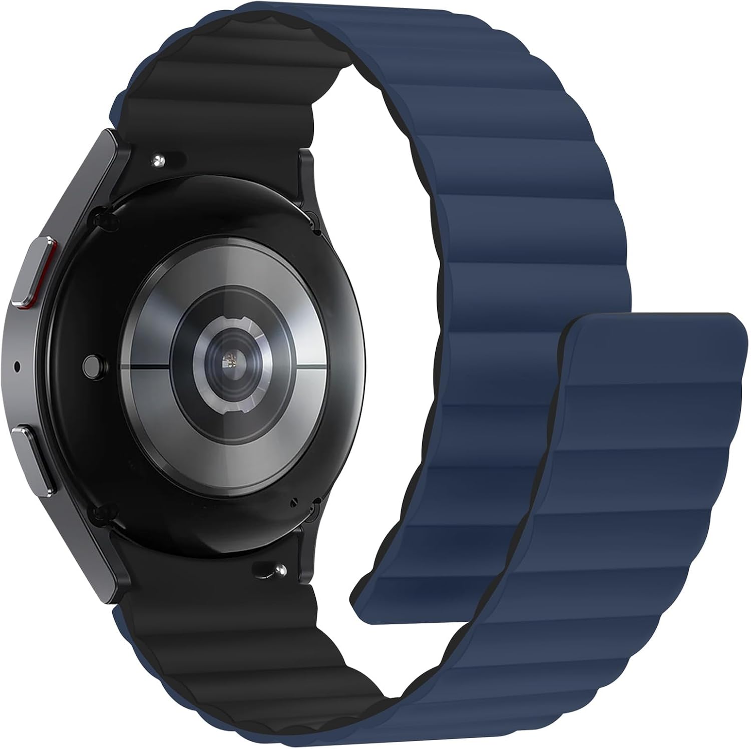 Detalle 2 de Anlinser Magnetic Straps silicone bands for Samsung Galaxy Watch 7/6/5/4 (44mm–45mm) in Dark Blue/Black