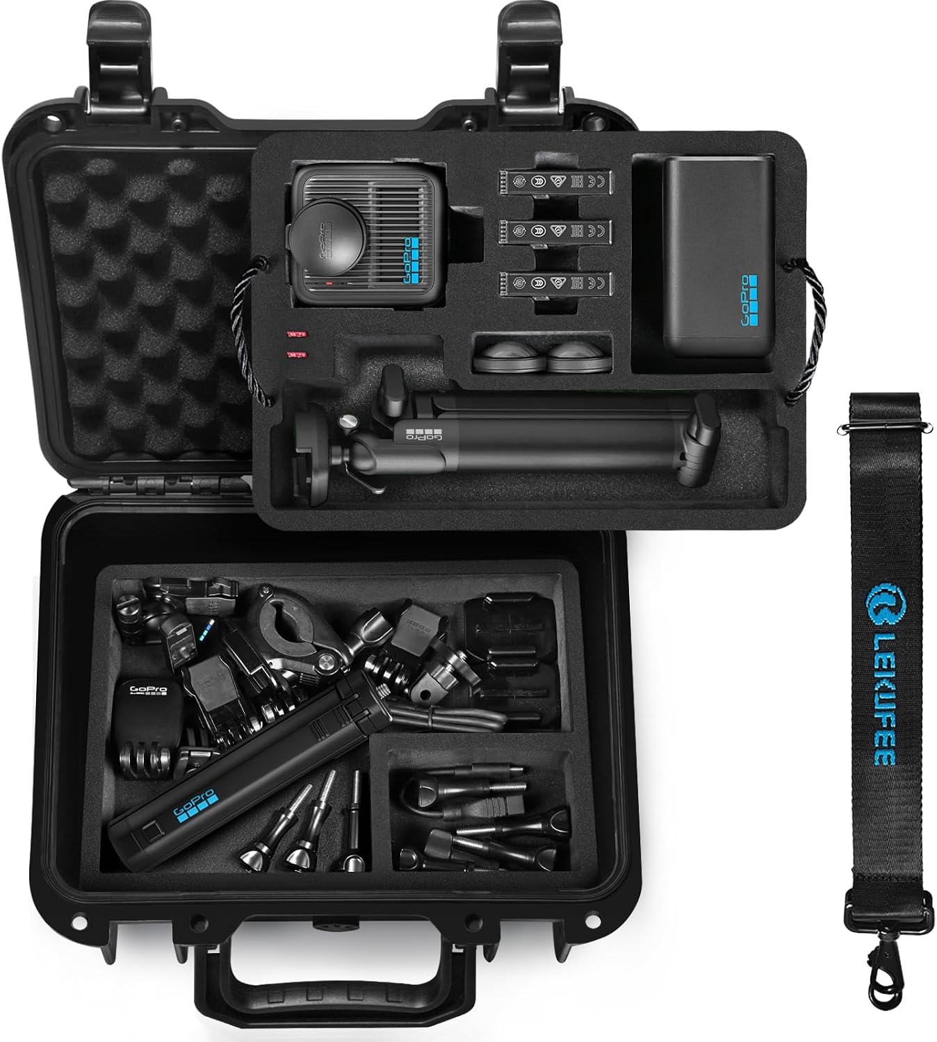 Detalle de LEKUFEE Wasserdichter Hartschalenkoffer für GoPro MAX 2 – Kompakter Schutz für Kamera-Equipment