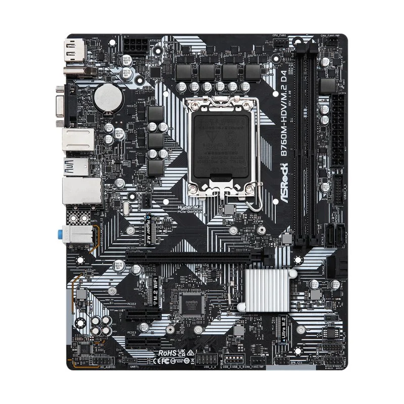 Detalle de ASRock B760M-HDV/M.2 D4: placa base micro-ATX para CPUs Intel 12ª/13ª gen con buen equilibrio entre prestaciones y precio