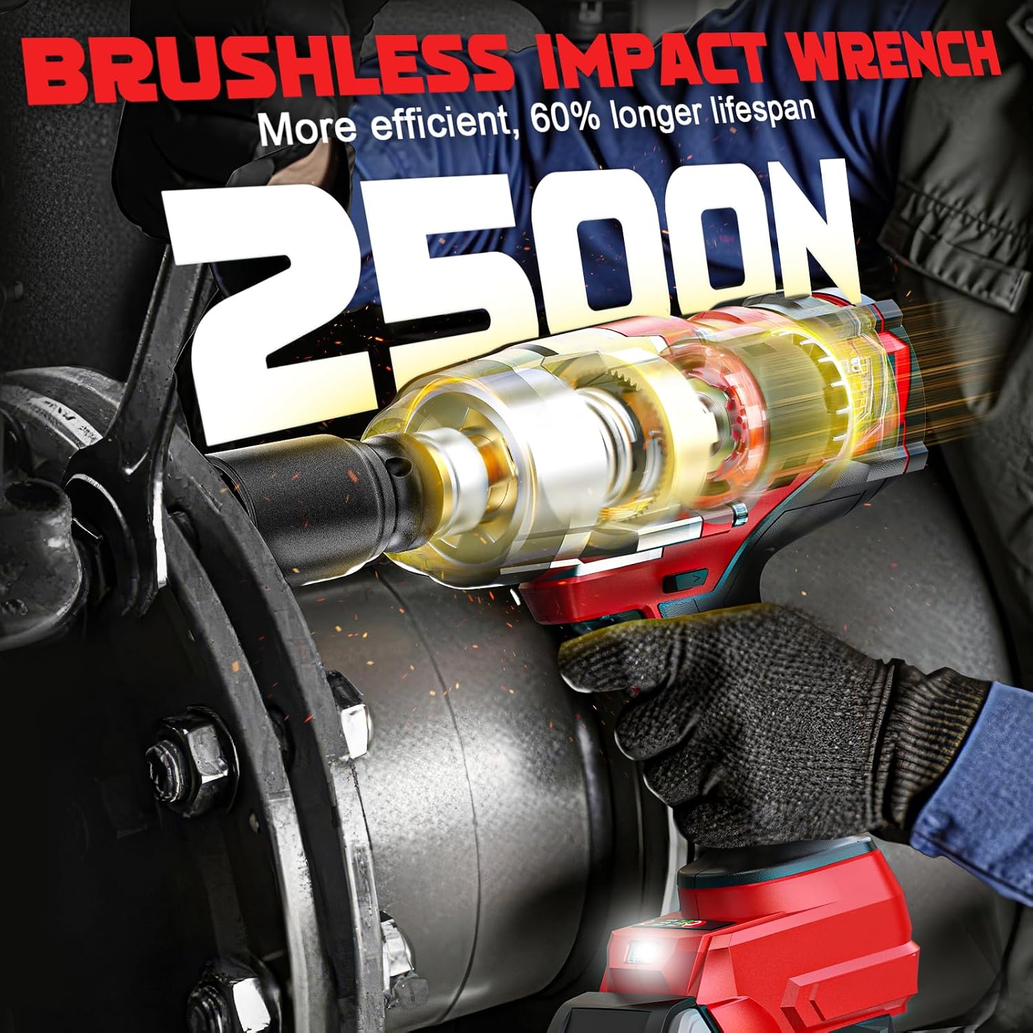 Detalle de DIYtoolifz 3/4" Cordless Impact Wrench for Milwaukee 18V (Bare Tool) – 1850 FT-LBS Torque