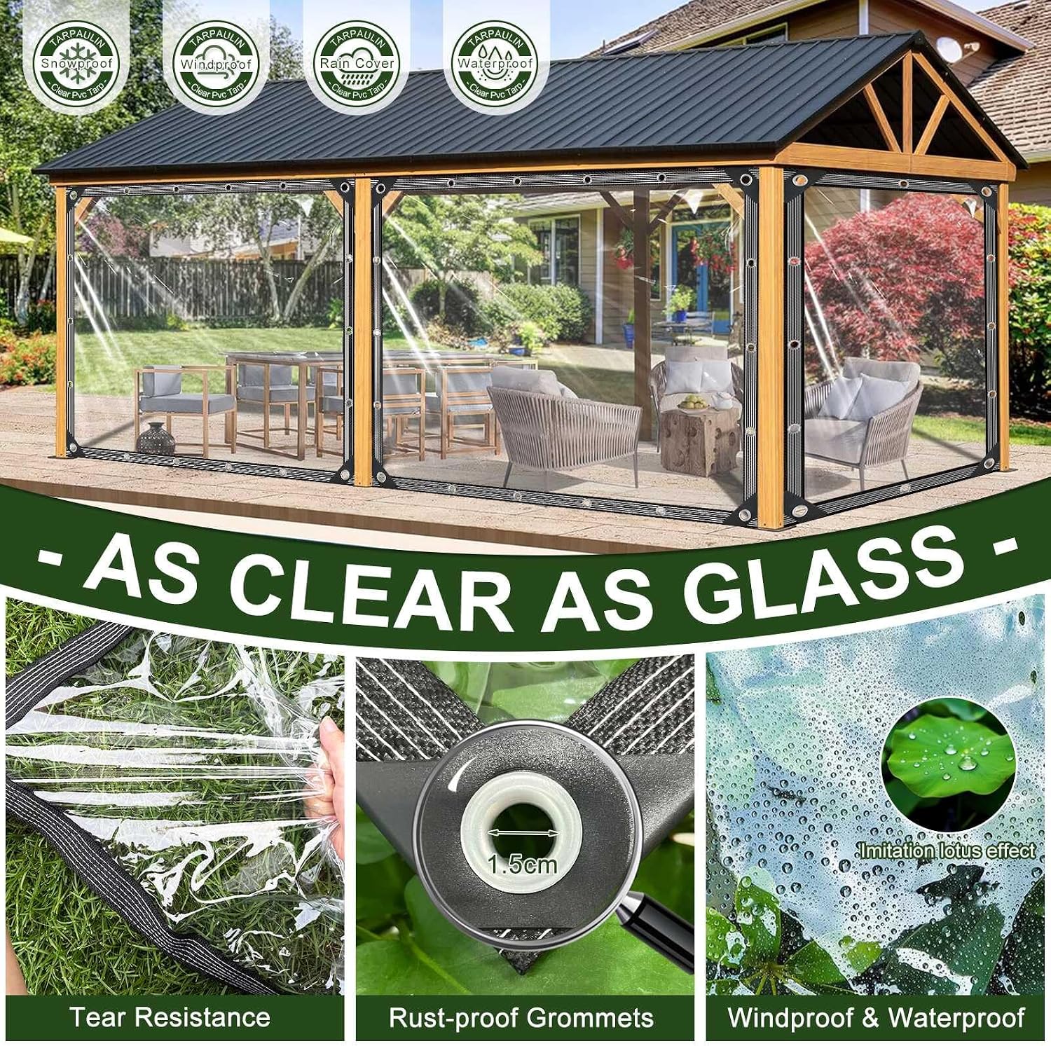 Detalle 2 de Clear Vinyl Tarp, 14 Mil