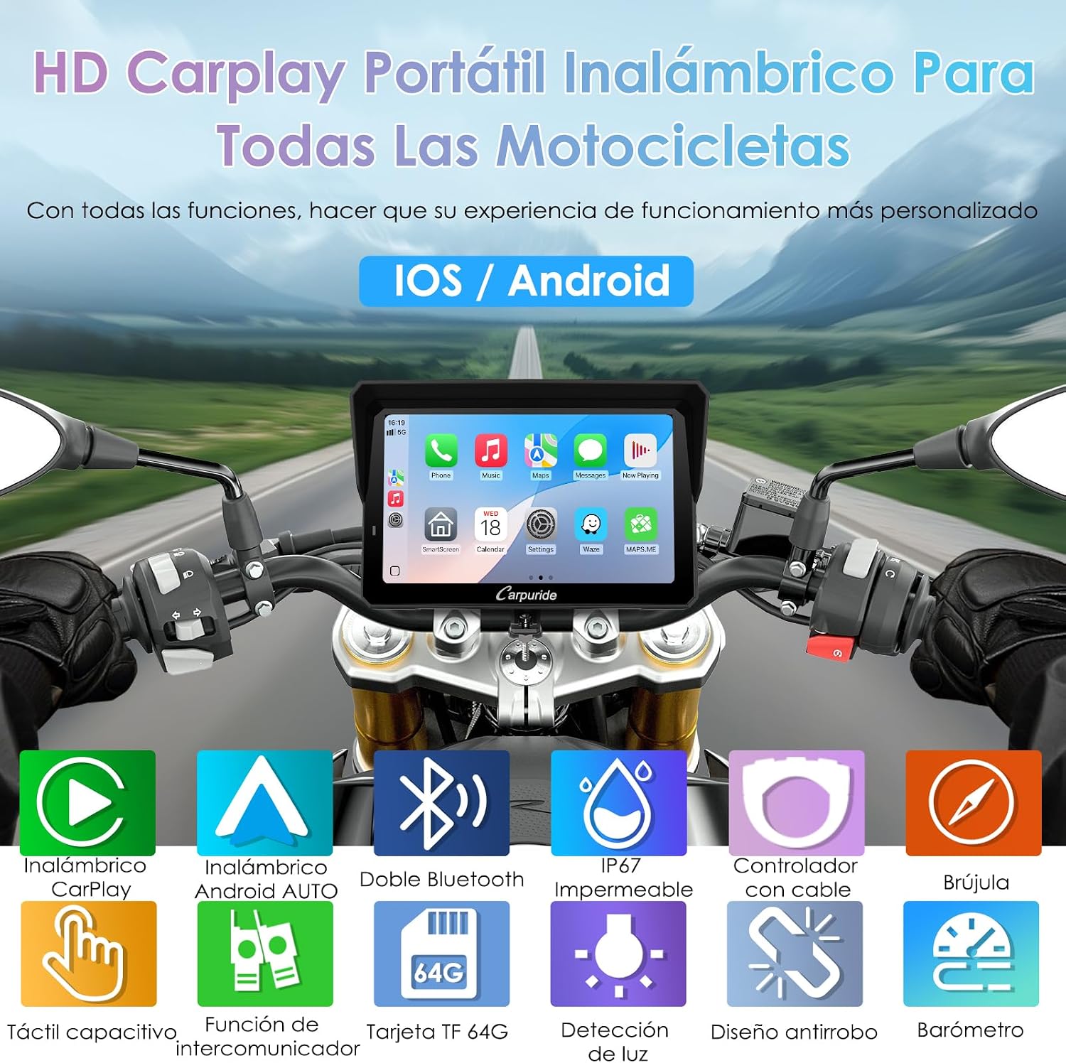 Thumbnail 1 de CARPURIDE W702S Pro CarPlay para moto 7