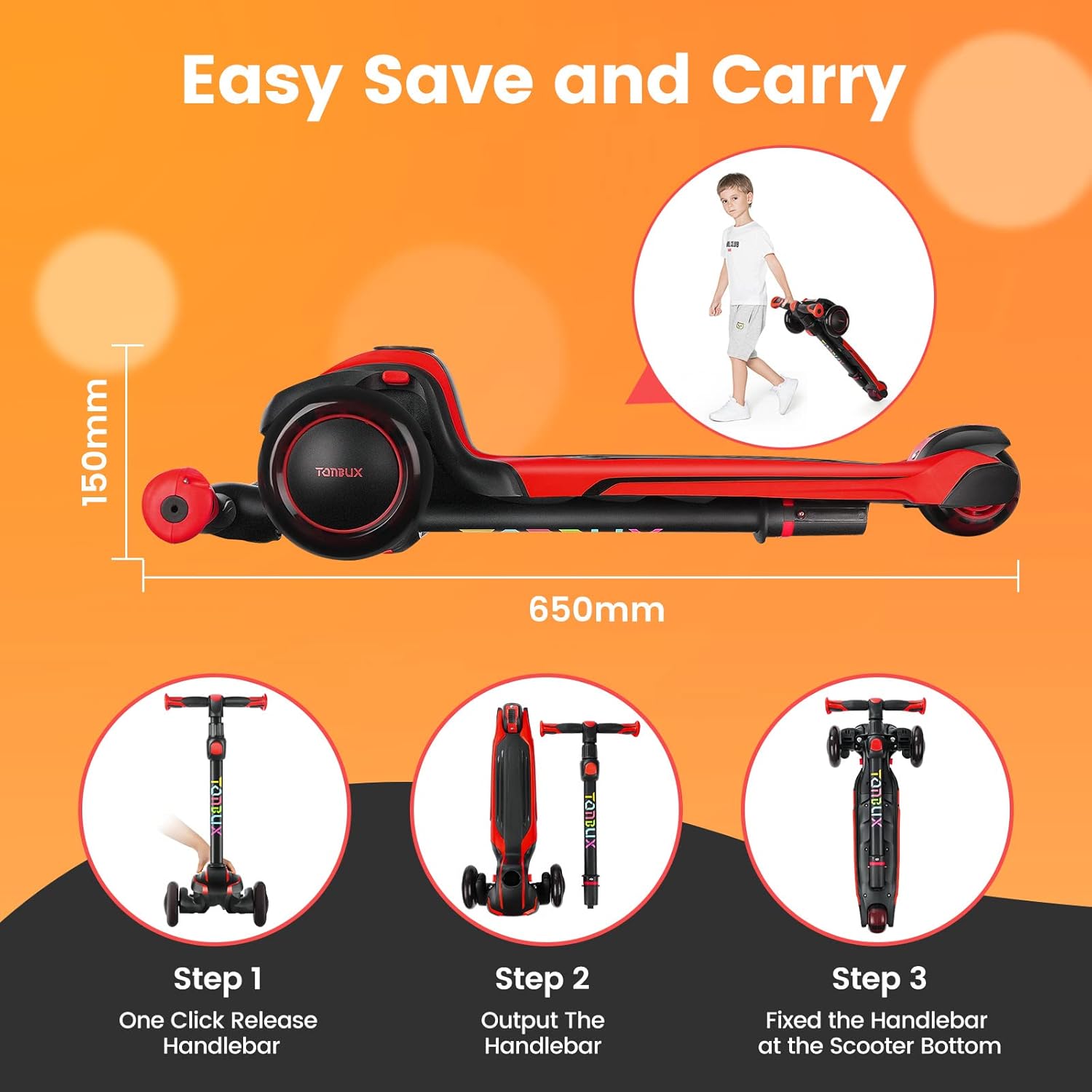 Thumbnail 6 de TONBUX Kids Scooter 3 Wheels, 4 Heights