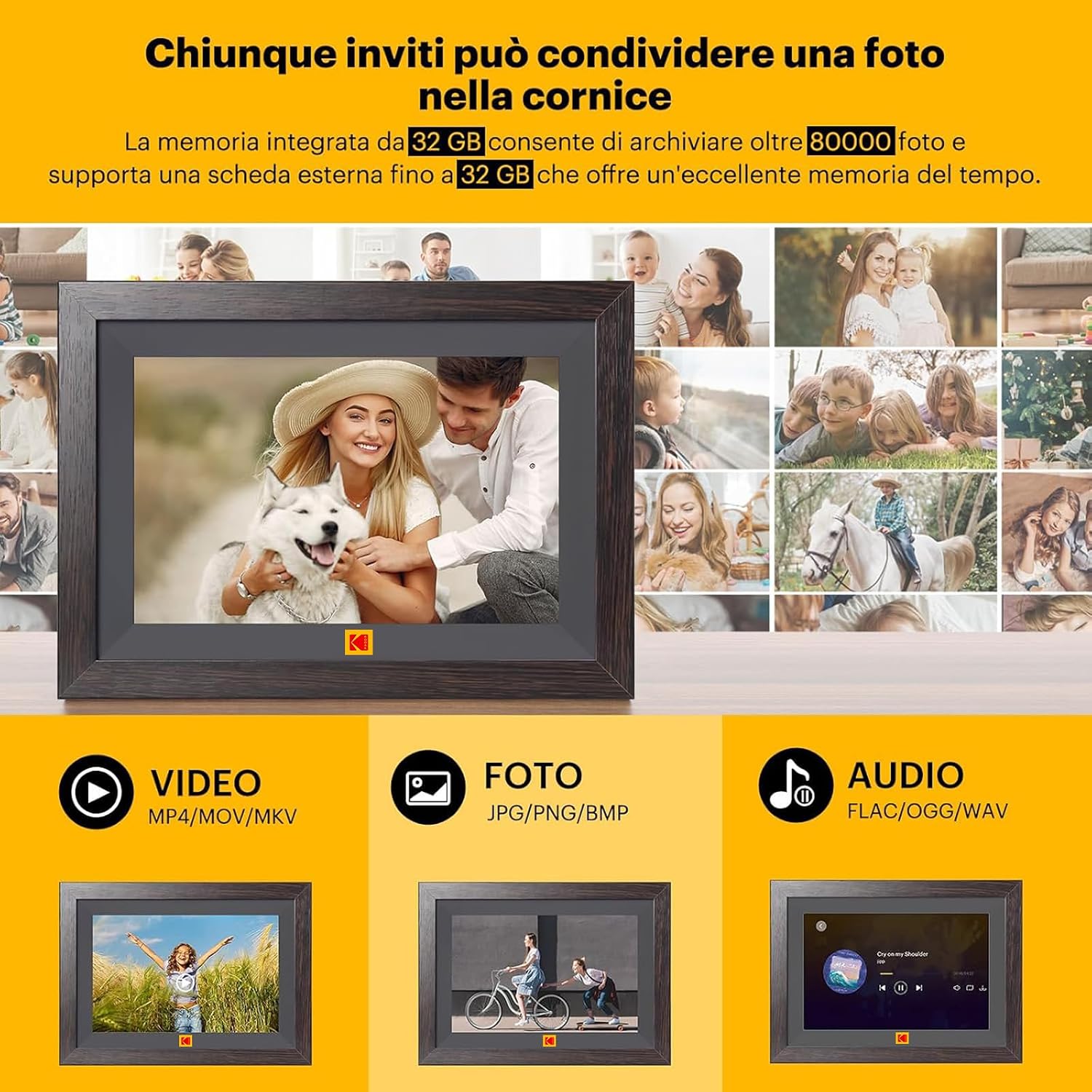 Thumbnail 4 de KODAK Cornice Digitale WIFI 10,1": cornice foto IPS con 32 GB e condivisione wireless