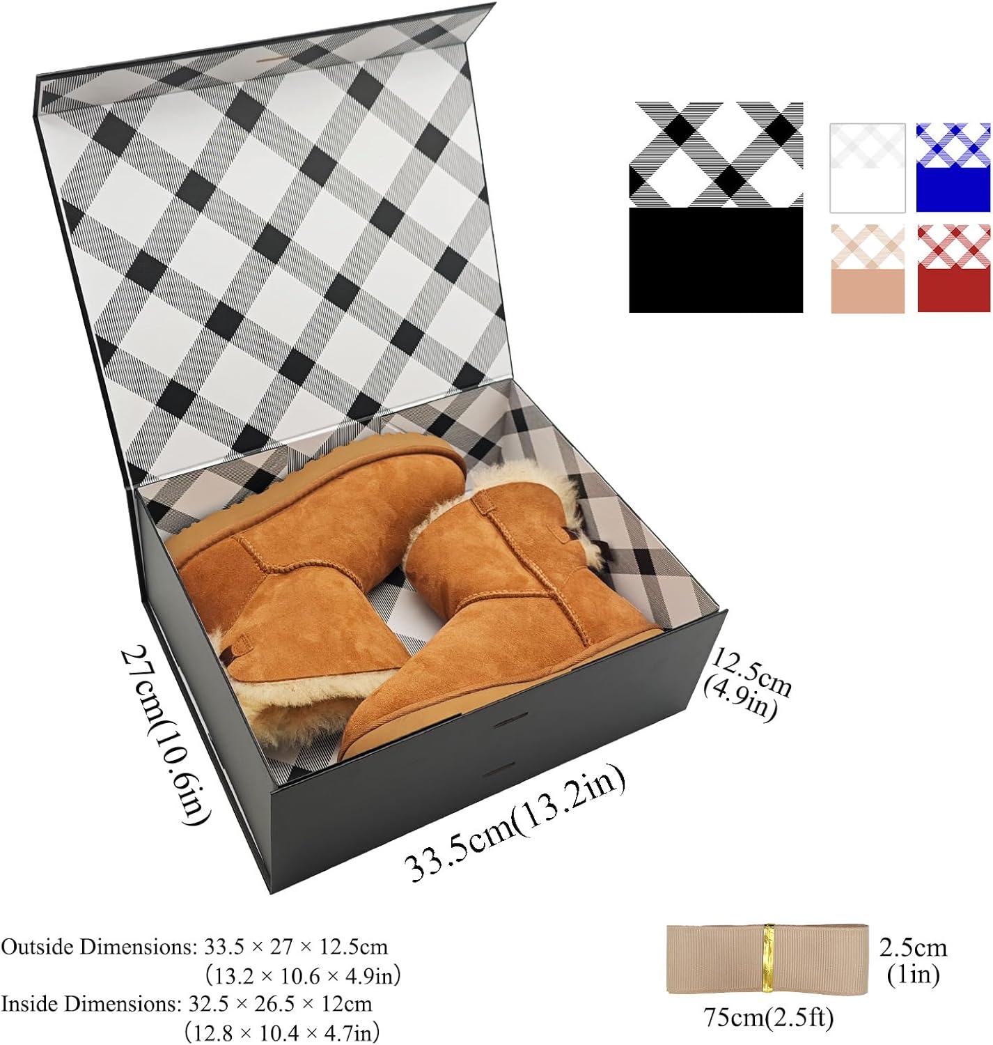 Thumbnail 1 de Tekhoho Schwarze Große Geschenkbox mit Magnetdeckel (33,5 x 27 x 12,5 cm) – Premium & wiederverwendbar