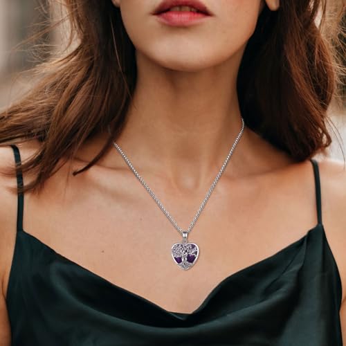 Thumbnail 3 de Collar Árbol de la Vida INFUSEU con amatista en forma de corazón y plata 925