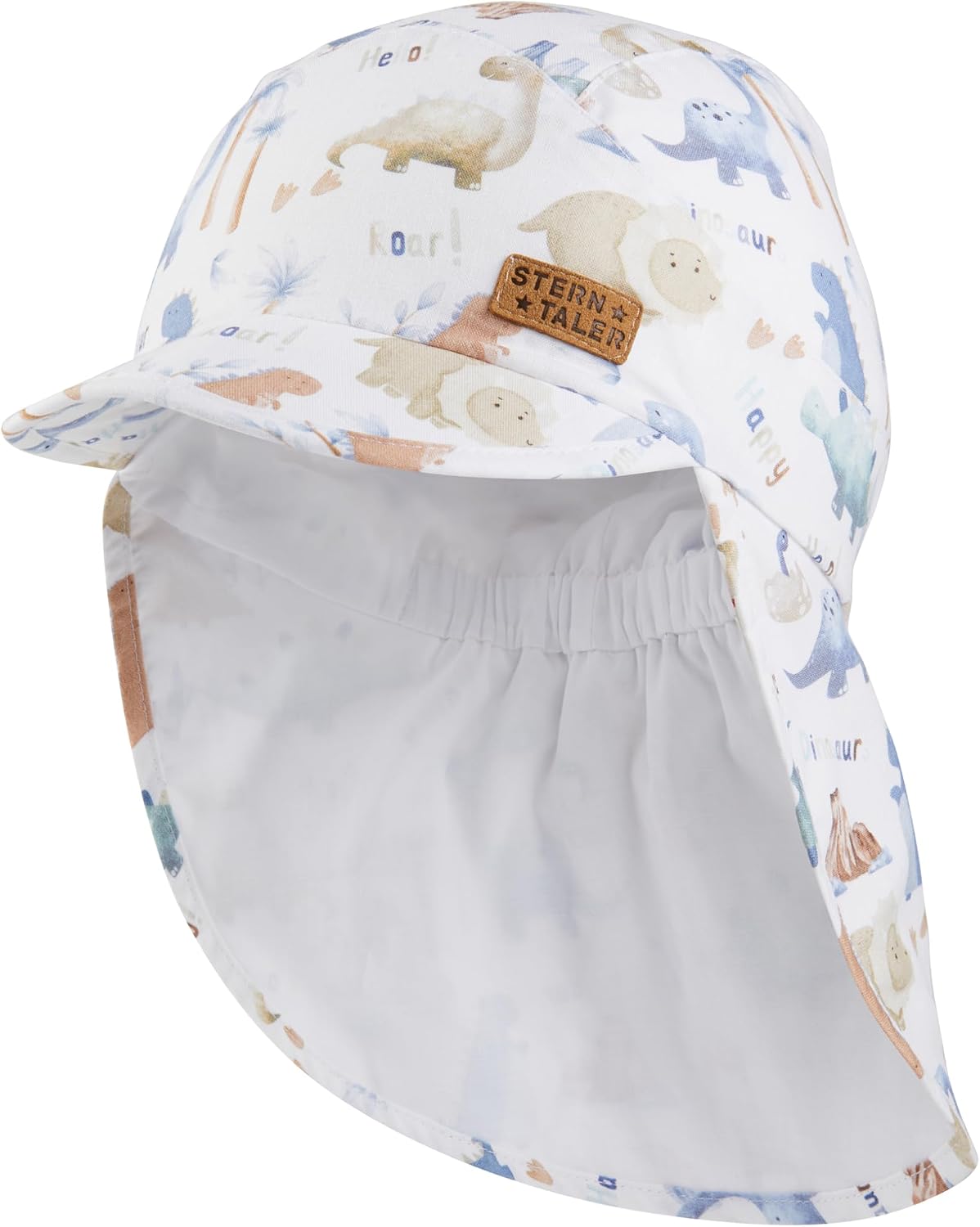 Detalle de Sterntaler Schirmmütze mit Nackenschutz „Saurier“ – Jungen-Mütze aus Baumwolle mit UV-Schutz 50+