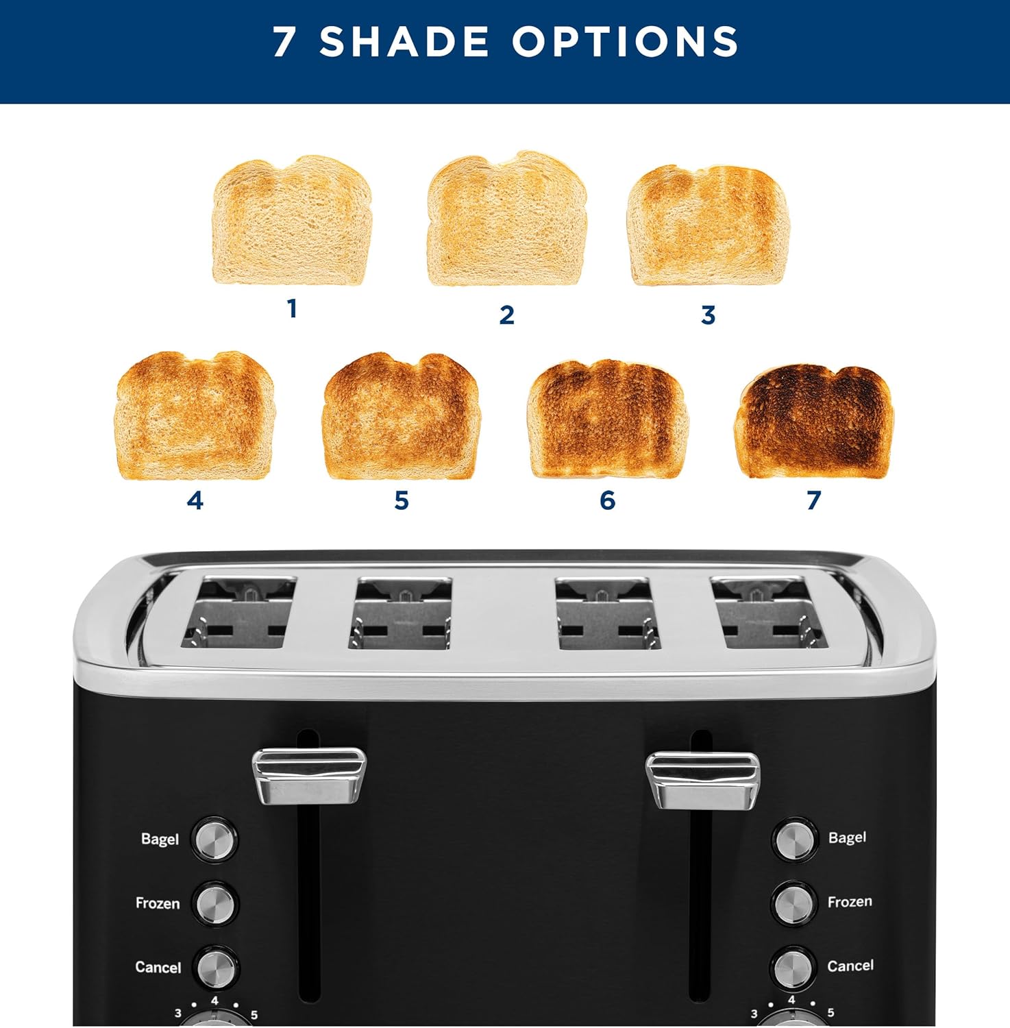 Detalle 1 de GE 4-Slice Toaster with Extra-Wide Slots, 7 Shade Settings (1500W) — Black