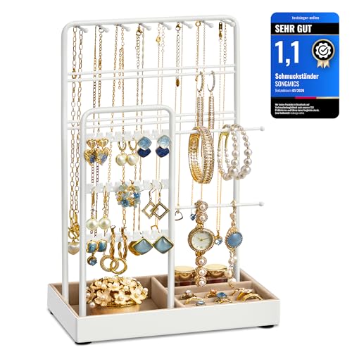Detalle de SONGMICS Jewellery Stand, Jewellery Display Stand with Velvet Tray