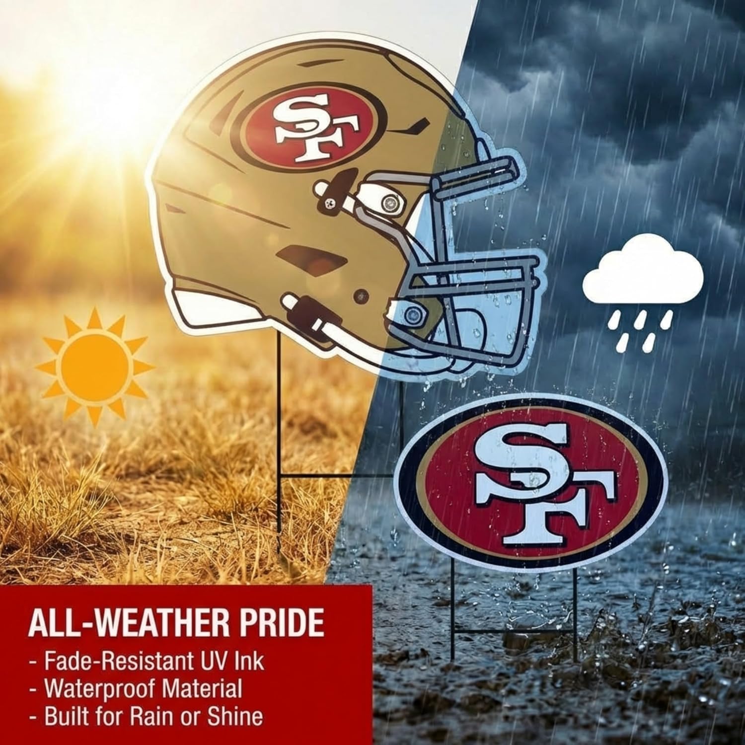 Detalle de Proformance Home NFL Logo & Helmet 2-Pack Yard Sign Set (San Francisco 49ers)