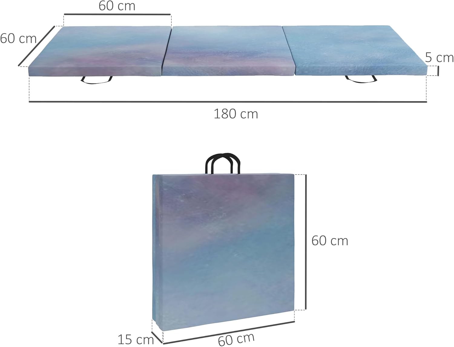 Thumbnail 6 de HOMCOM Tapis de gymnastique 180 x 60 x 5 cm 🧘