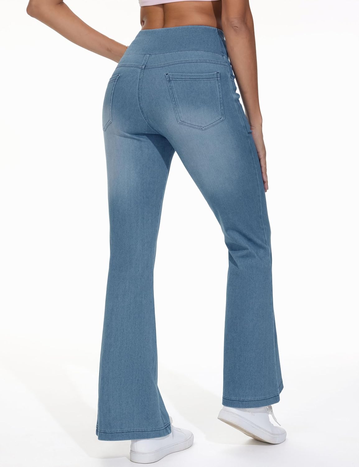 Thumbnail 1 de THE GYM PEOPLE Jeans da donna a campana con controllo pancia, vita alta e gamba lunga in stile jeggings