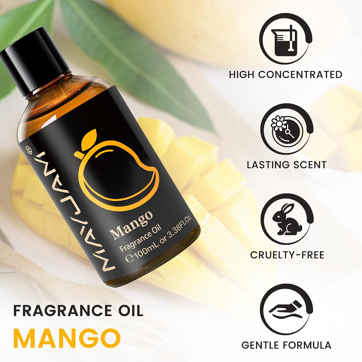 Thumbnail 1 de MAYJAM Mango Fragrance Oil, 100 ml, Amber Glass Bottle with Dropper