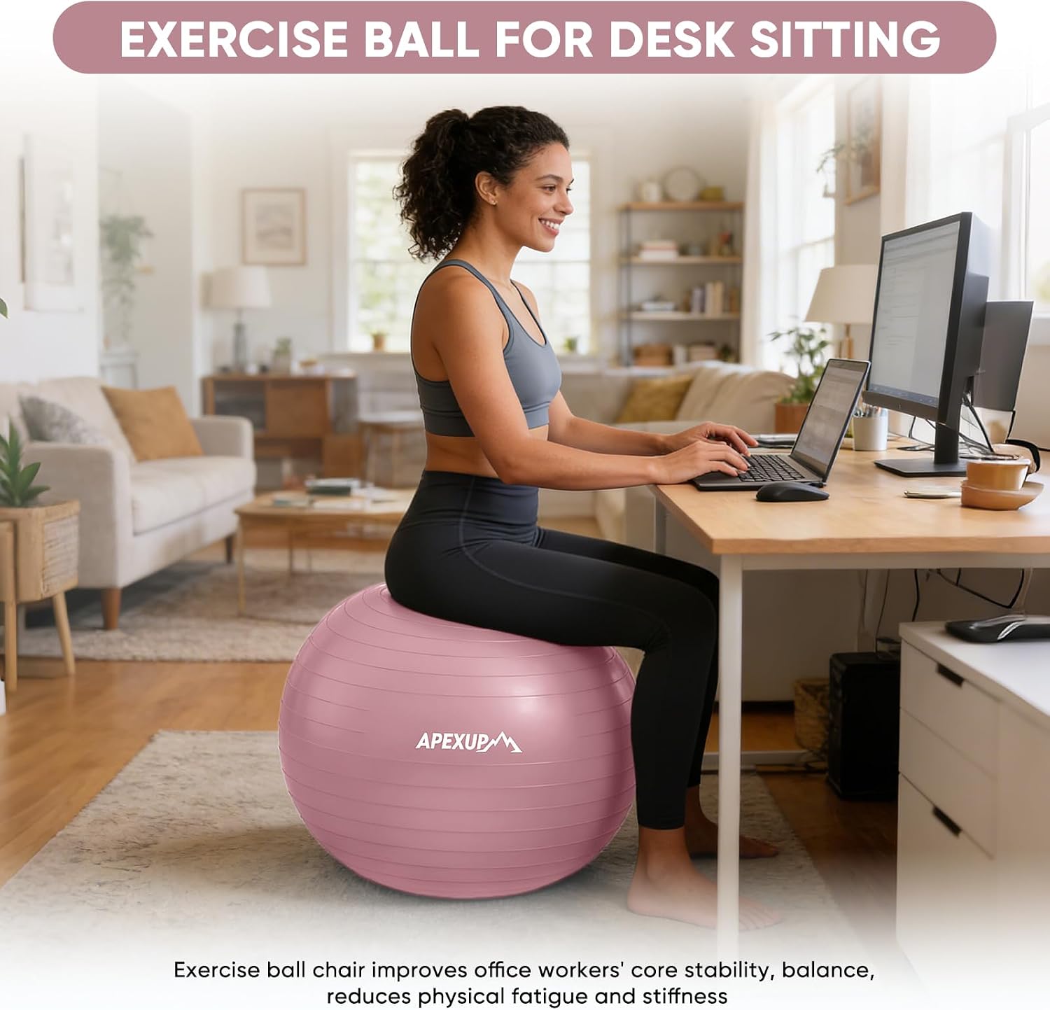 Thumbnail 4 de APEXUP Yoga Ball 65 cm Stability Exercise Ball ๐งโ